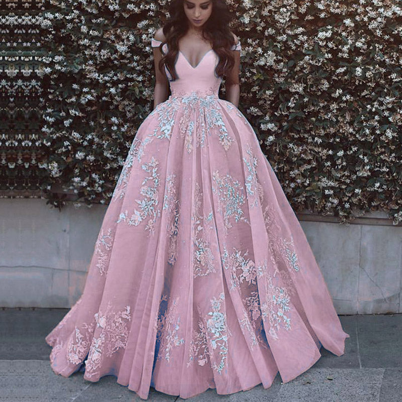 girls formal dresses 2018 LP6354 Ball Gown Off the Shoulder Pink/Ivory Prom Dress 2018 ,Girls Fo –  Siaoryne