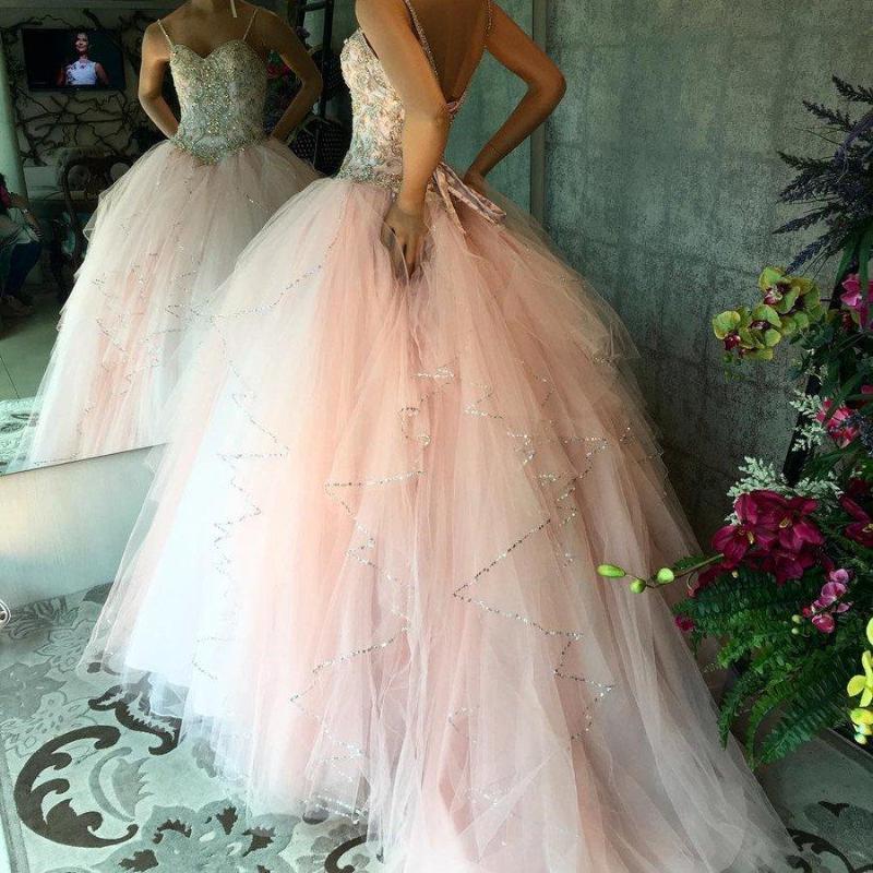 Buy Pink Ball Gown Quinceanera Dresses Spaghetti Straps with Beading Sweet-Siaoryne Buy Pink Ball Gown Quinceanera Dresses Spaghetti Straps with Beading Sweet-Siaoryne