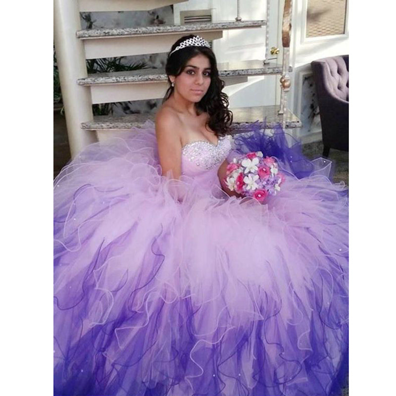 Princess Pink/Blue ombre gown 2018 quinceañera Dress Sweetheart Ball Gown Sweet 16 Debutante Gown