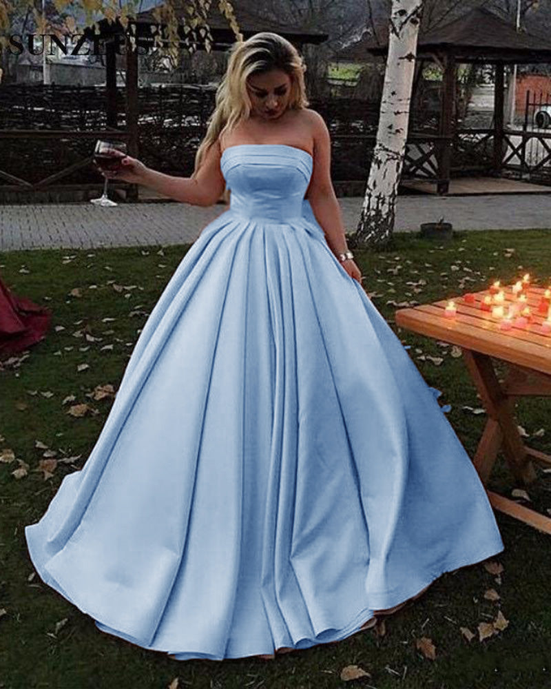 Floor Length Light Blue Ballroom Dresses Amazing Blue/Red Strpless
