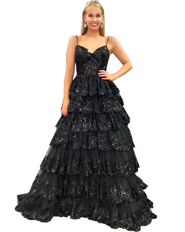 Black Lace Long Prom Party Dress Formal Evening Gown 2024 PS2424