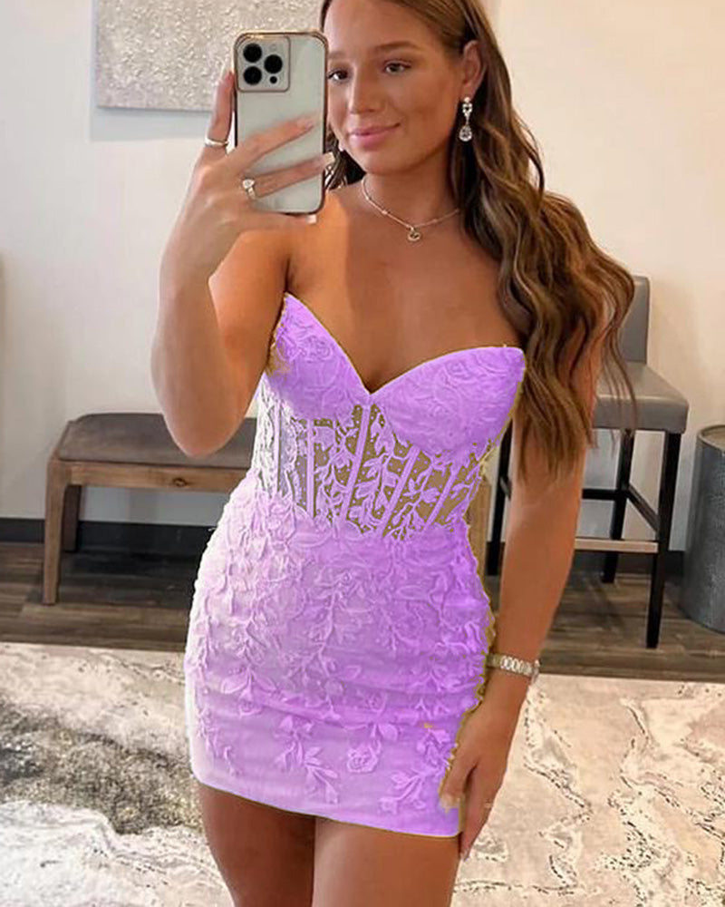 Blue Lace  Bodice Corset Short/Mini  Homecoming Dress 2023 Hoco Party Gown for Girls SP2374