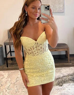 Blue Lace  Bodice Corset Short/Mini  Homecoming Dress 2023 Hoco Party Gown for Girls SP2374