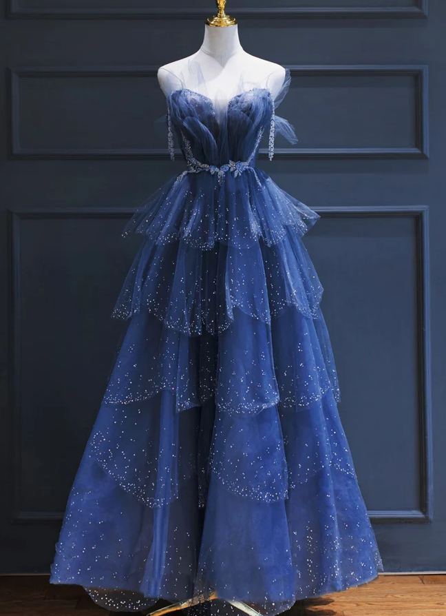 Superbe robe longue bleu royal avec paillettes Bling Bline Sweetheart robe de soirée de bal PL10163 