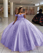 Women's Off Shoulder Pink Quinceanera Dresses 3D Flower Puffy Ball Gown Lace Beaded Prom Dresses for Sweet 15