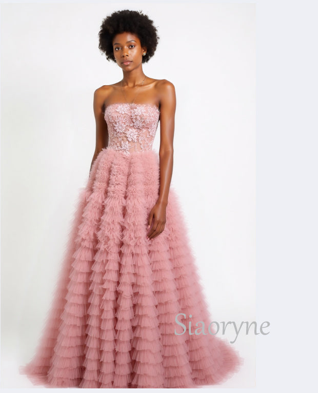 Pink Luxury Prom Dress Wedding Guest engagement Party Gown PL11242