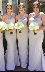 Fashion Sage Green Fitted Lace Dress Bridesmaid One Shoulder Wedding Party Gown PL1203