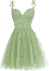 Sage Green Short Prom Dress,2023 Lace Hoco Dress for Girls SP2394