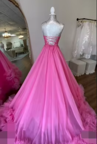 Hot Pink Sweetheart Prom Dress 2025 PL2518 Siaoryne Hot Pink Sweetheart Prom Dress 2025 PL2518 Siaoryne