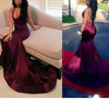 Burgundy Elastic satin Mermaid Prom Dresses Long Girls Formal Graduation Gown