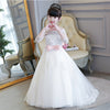 LP2695 Off the Shoulder Lace Flower Girl Dress Long Sleeves Little Girl Wedding Gown first communion dress