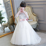 LP2695 Off the Shoulder Lace Flower Girl Dress Long Sleeves Little Girl Wedding Gown first communion dress