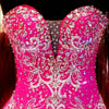 Sparkle Beaded Fuchsia Pink Ball Gown Prom Dresses Debutante Gown Sweet 16 Quinceanera