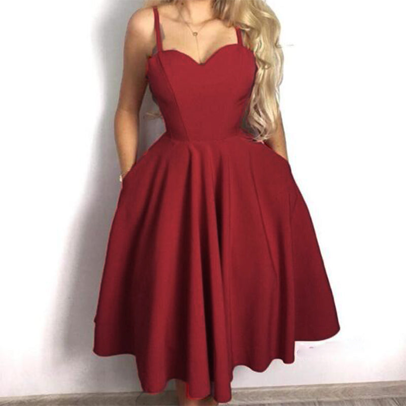 8th Grade prom Dress Short for Teens Burgundy Red Homecoming Party Gown with Straps main image 1