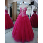 Sparkle Beaded Fuchsia Pink Ball Gown Prom Dresses Debutante Gown Sweet 16 Quinceanera