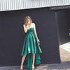 Elegant Green Satin A Line High Low Prom Dress Sweetheart Formal Senior Girls Graduation Dress