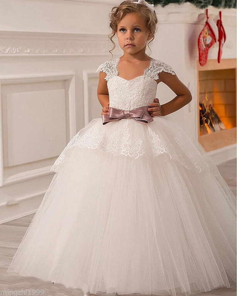 Jolies robes de demoiselle d'honneur en dentelle pour mariages, robe de bal pour petites filles, vêtements de cérémonie FG0721 