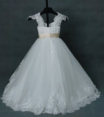 Ball Gown Lace White Flower Girls Dresses Kids  Wedding Dress Holy First Communion Gowns  FG745