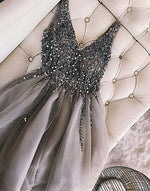 Full Beading  V Neck Short Prom Dress Girls Graduation Gown 2020 Homecoming Dress  SP340