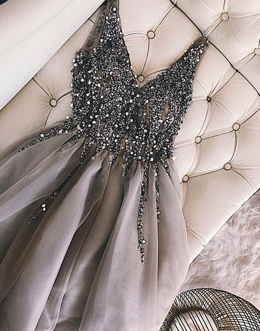 Full Beading  V Neck Short Prom Dress Girls Graduation Gown 2020 Homecoming Dress  SP340