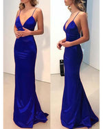 Elegant Spaghetti Straps Mermaid  Party Dresses Long Evening Gown with Straps PL329