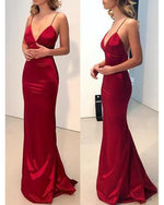 Elegant Spaghetti Straps Mermaid  Party Dresses Long Evening Gown with Straps PL329