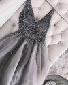 Beading and Sequins Grey/Champagne  Short Cocktail Dresses for Girls