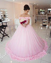 WD2547  Flowers Pink Wedding Dresses Cinderella Bridal Gowns,Beautiful Quinceanera Dresses for Sweet 16