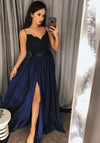 Blue /Burgundy  Long Girls Prom Party Dresses Long with Sexy Split PL579