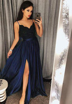 Blue /Burgundy  Long Girls Prom Party Dresses Long with Sexy Split PL579