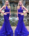 Girls Formal Graduation Burgundy 2 Pieces Lace Prom Dresses Mermaid Style PL1131