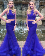 Girls Formal Graduation Burgundy 2 Pieces Lace Prom Dresses Mermaid Style PL1131