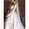 Champagne /Ivory Lace Vintage Wedding Gown Long Sleeve Bridal Dresses 2020 abiti da sposa