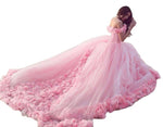 Romantic Pink Rose Wedding Dress Princess Ball Gown Quinceanera Debutante Gown Girls Sweet 16 Gown WD878