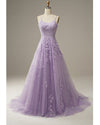 Amazing Lace Long Lilac Prom Dress with Straps  Girls Gradaution Formal  Gown PL10730