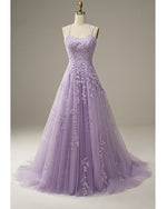 Amazing Lace Long Lilac Prom Dress with Straps  Girls Gradaution Formal  Gown PL10730