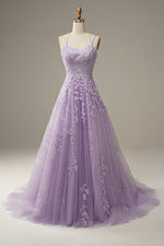 Amazing Lace Long Lilac Prom Dress with Straps  Girls Gradaution Formal  Gown PL10730