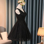 Classic Black Short Prom Dress Lace Homecoming Dresses 2020 Short Semi Formal Gowns SP4458