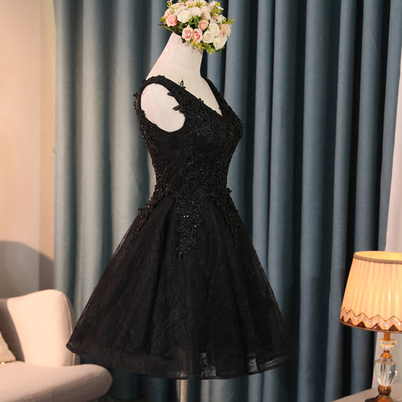 Classic Black Short Prom Dress Lace Homecoming Dresses 2020 Short Semi Formal Gowns SP4458