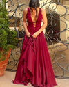 Sexy Teal Green  Deep V Neck Long Evening Party Dresses Robe De Soiree PL05250