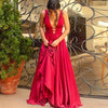 Sexy Teal Green  Deep V Neck Long Evening Party Dresses Robe De Soiree PL05250