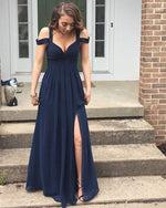 Long Chiffon Burgundy Prom Dress, Long Party Dress with Split ,vestidos de noite LP0708