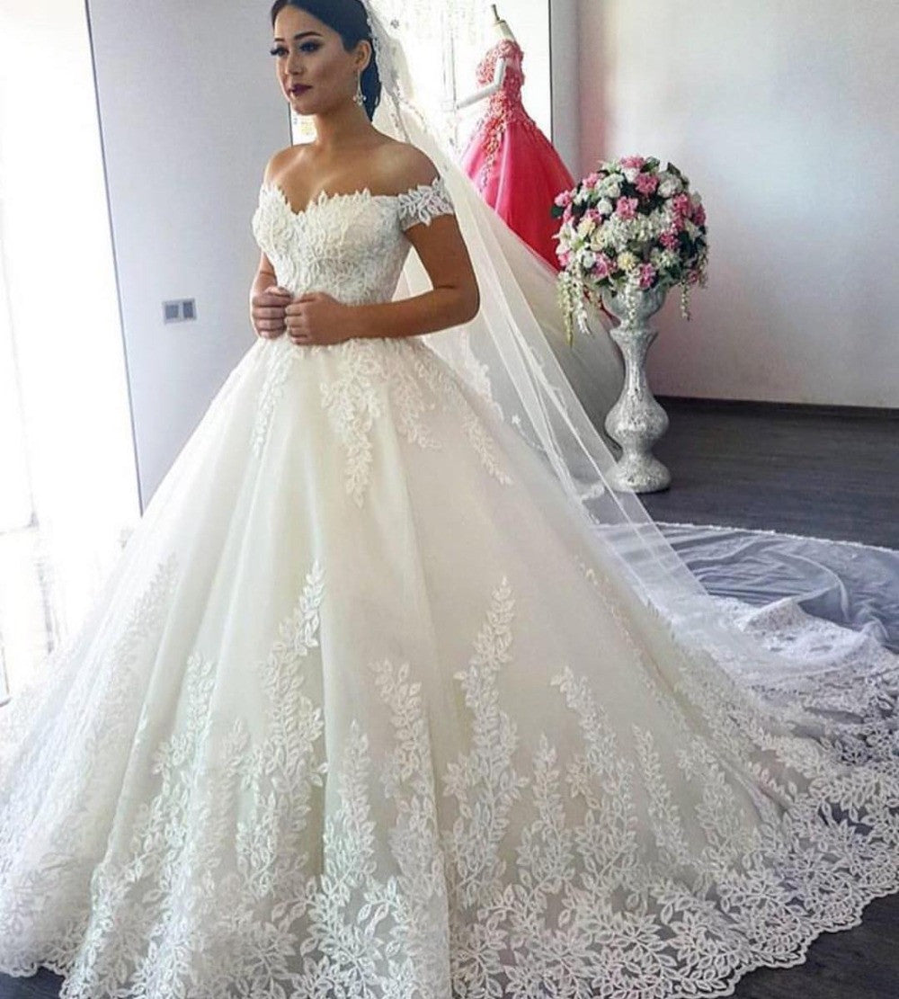 Vintage Lace Wedding Dress,ivory bridal gown Mid-East vestido de noiva Princess Bridal Gown