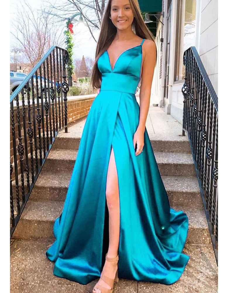 Hot Pink Long Prom Dress 2020 Senior Girls Graduation with Straps Formal Wear outlet LP1132