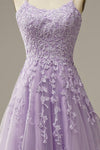 Amazing Lace Long Lilac Prom Dress with Straps  Girls Gradaution Formal  Gown PL10730