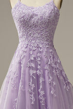 Amazing Lace Long Lilac Prom Dress with Straps  Girls Gradaution Formal  Gown PL10730
