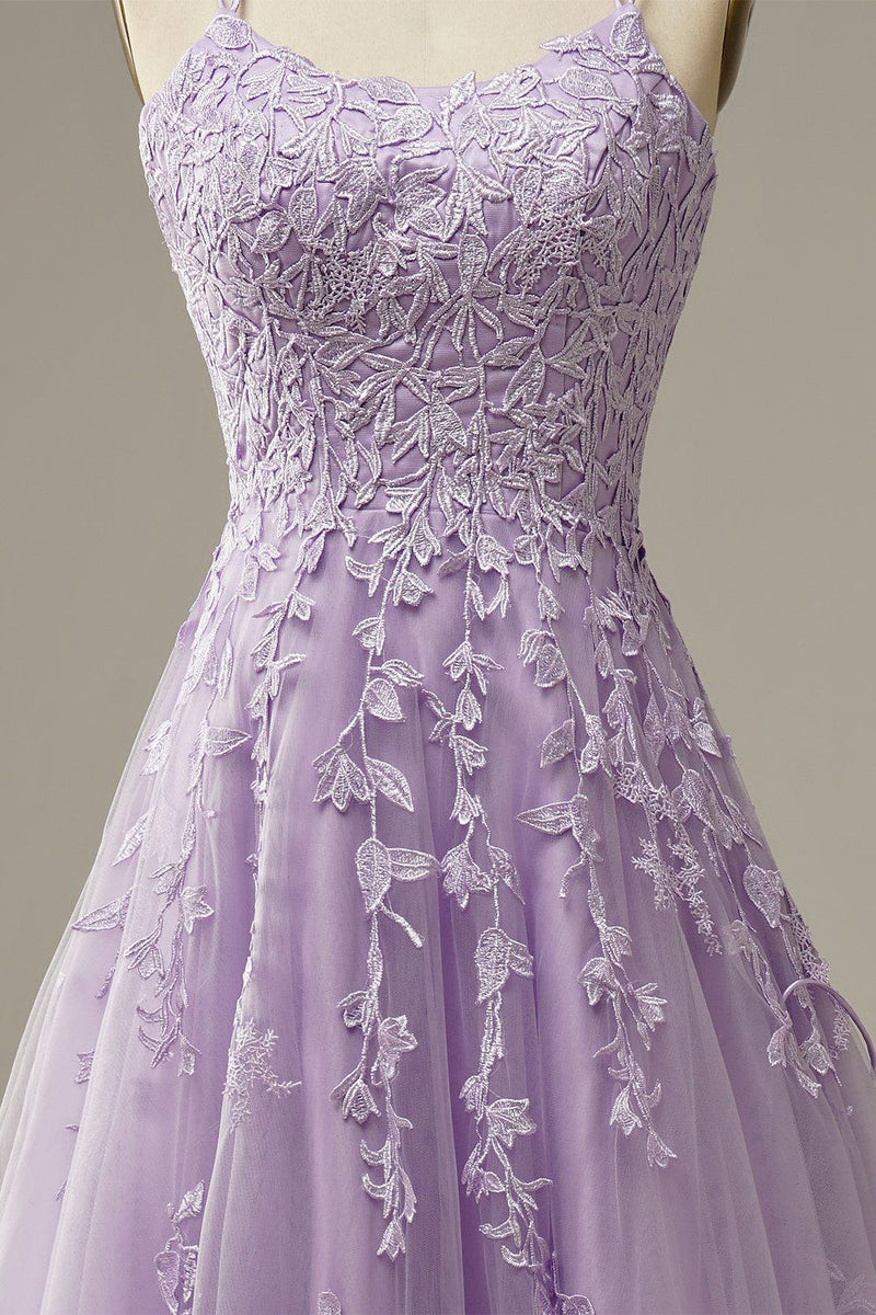 Amazing Lace Long Lilac Prom Dress with Straps  Girls Gradaution Formal  Gown PL10730