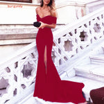 Elegant Black Mermaid Evening Long Dress with Slit Women Party 2K20 Prom Dress Vestido De Festa Longo 2018