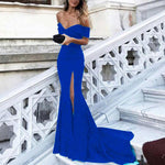 Elegant Black Mermaid Evening Long Dress with Slit Women Party 2K20 Prom Dress Vestido De Festa Longo 2018