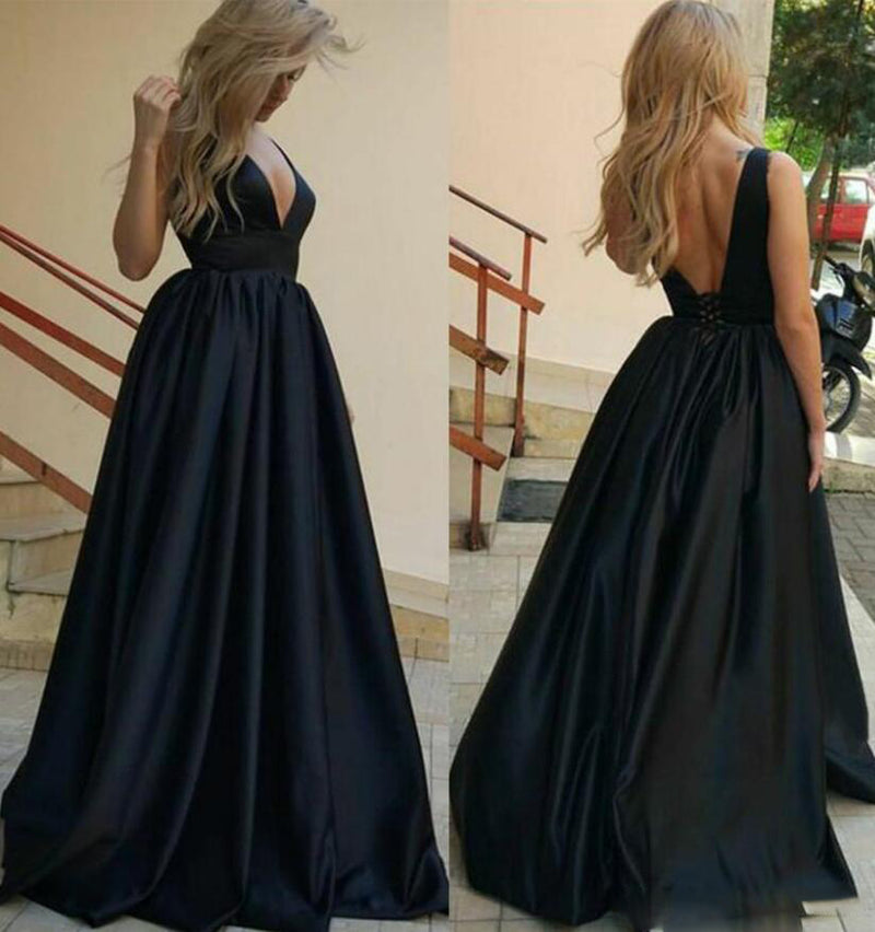 Siaoryne Amazing  Burgundy/Blue/Green Satin A Line Sexy Deep V Neck Evening Long Party Prom Dress Vestidos PL888